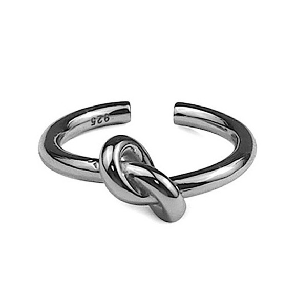 Tie Knot Silver Bangle Cuff Bracelet - Picture 4 of 8
